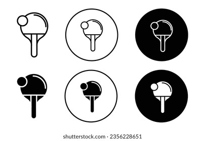 juego de iconos de tenis de mesa. símbolo vector de paddle de ping pong. raqueta de tenis de mesa con un estilo negro relleno y delineado.