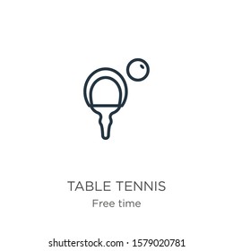 Table tennis icon. Thin linear table tennis outline icon isolated on white background from free time collection. Line vector sign, symbol for web and mobile