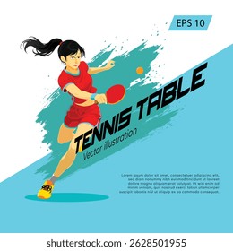 Table Tennis illustration with a detailed athlete and sporty.