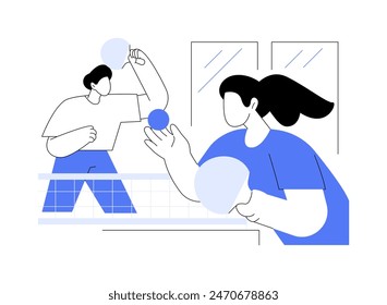 Table tennis isolated cartoon vector illustrations. Group of excited friends play ping pong together, hold rackets in hands, table tennis game, recreation day, leisure time vector cartoon.