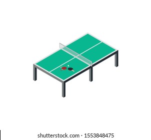 
Table Tennis isometric. Rackets and ball. Vector.