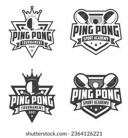 Logo de tenis de mesa, colección de conjuntos de emblemas, plantilla de diseño sobre fondo de luz
