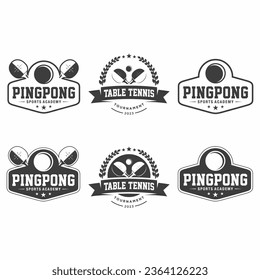 Table tennis logo, emblem set collection, design template on light background