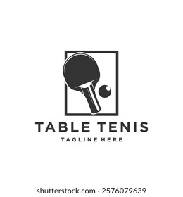 Table Tennis Logo With Racket and Ball on dark background