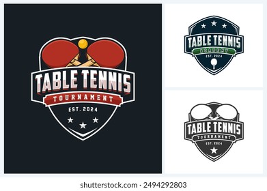 Table tennis logo sport design template, table tennis sport emblem vector, table tennis tournament logo badge design vector illustration