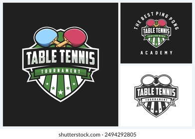 Table tennis logo sport design template, table tennis sport emblem vector, table tennis tournament logo badge design vector illustration