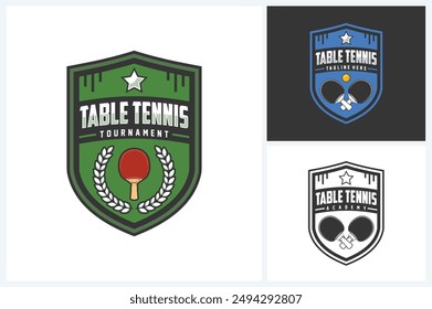 Table tennis logo sport design template, table tennis sport emblem vector, table tennis tournament logo badge design vector illustration