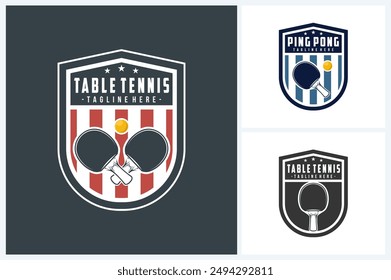 Table tennis logo sport design template, table tennis sport emblem vector, table tennis tournament logo badge design vector illustration