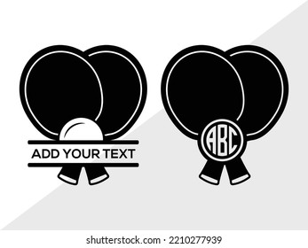 Table Tennis Monogram SVG Printable Vector Illustration