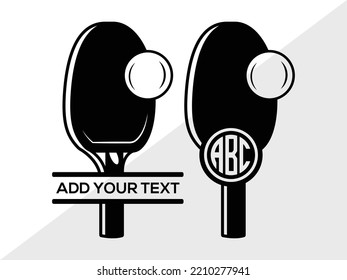 Table Tennis Monogram SVG Printable Vector Illustration