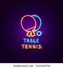 Table Tennis Neon Label. Vector Illustration of Sport Promotion.