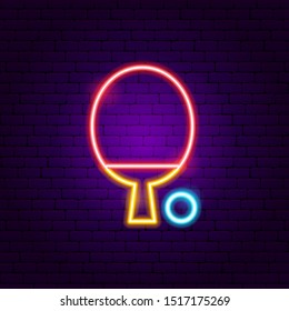 Table Tennis Neon Sign. Vector Illustration of Sport Promotion.