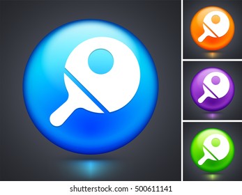 Table Tennis on Blue Round Button