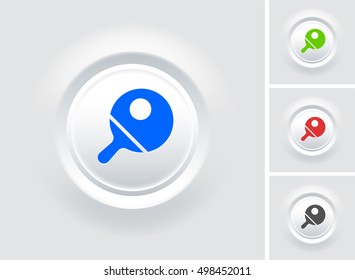 Table Tennis on White Bevel Round Button