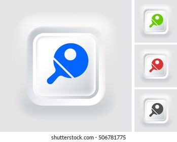 Table Tennis on White Square Button