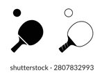 Table tennis paddle and ball icon set vector illustration, Ping pong racket silhouette symbol collection