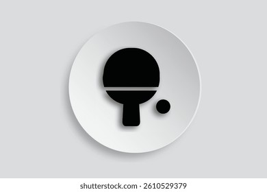 Table tennis paddle and ball icon, ideal for recreational sports or training graphics.