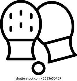 Table Tennis Paddle Line Vector Icon Design