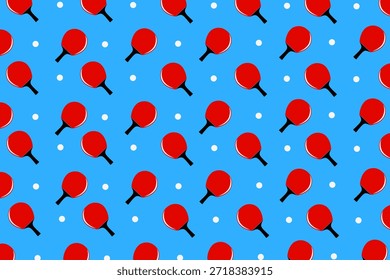 Table Tennis Paddle Pattern Design with Repeating Icons for Sports Background