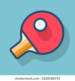 Table tennis paddle ready for play cartoon flat design illustration