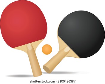 Table Tennis, Paddles and ball, Vector Illustration isolated on white background 