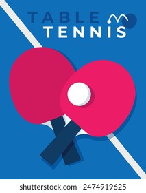 Table tennis or ping pong background. Table tennis poster template or promotion flyer with a tennis table, rackets and ball. Vector illustration