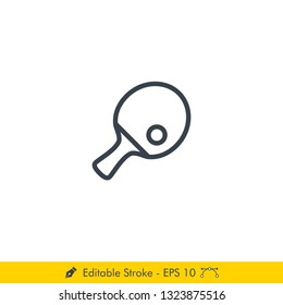 Table Tennis (Ping Pong) Icon / Vector - In Line / Stroke Design