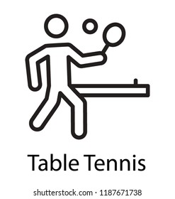 Table tennis or ping pong player serving with racket and ball 