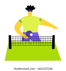 Mesa de ping pong, atleta jugando juegos deportivos - Vector plano de dibujos Ilustración aislado