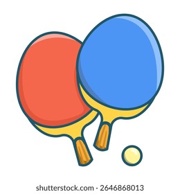 Table Tennis or Ping Pong racket and ball icon symbol vector illustration, isolated on white background for design, background, landing page