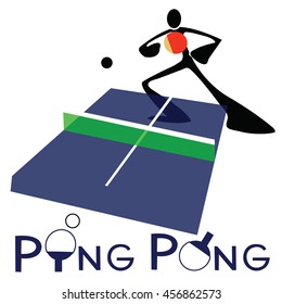 Table Tennis or Ping Pong sport games logo and symbol Shadow man cartoon design.