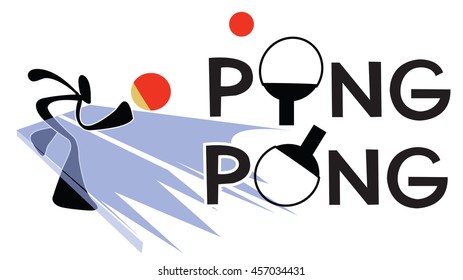 Table Tennis or Ping Pong sport games Sign and symbol Shadow man cartoon design
