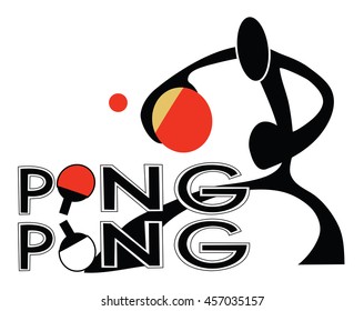 Table Tennis or Ping Pong sport games sign and symbol Shadow man cartoon design