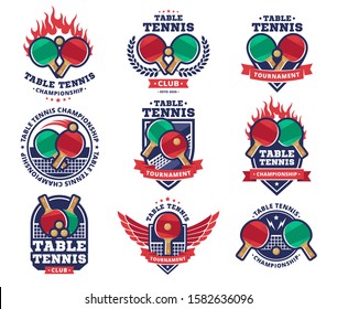 Table tennis, ping pong vector logotype, emblem design collection