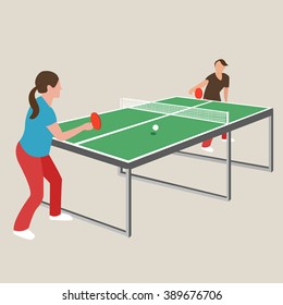 table tennis ping pong woman female girl athlete play sport games cartoon drawing illustration 