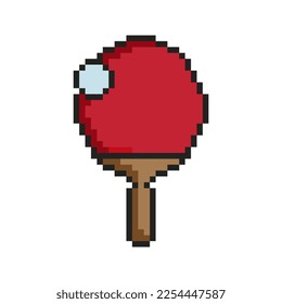 Table tennis pixel art icon. Raquet and ball .Vector illustration.