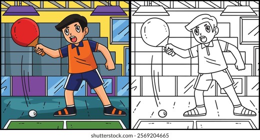 Table Tennis Player Blocking Ball Illustration