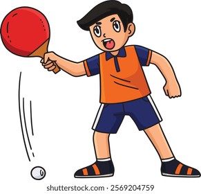 Table Tennis Player Blocking Ball Cartoon Clipart 