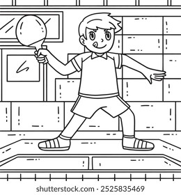 Table Tennis Player in Defensive Stance Coloring 