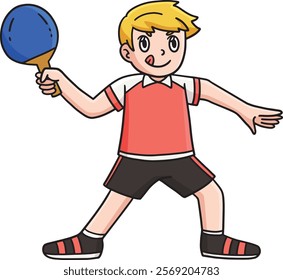 Table Tennis Player in a Defensive Stance Clipart 