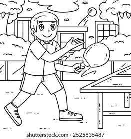 Table Tennis Player doing a Toss Serve Coloring