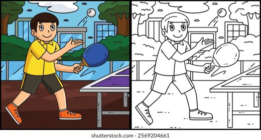 Table Tennis Player doing Toss Serve Illustration