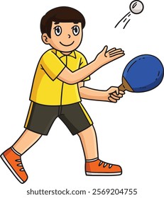 Table Tennis Player doing a Toss Serve Clipart