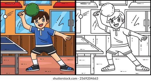 Table Tennis Player Forehand Position Illustration