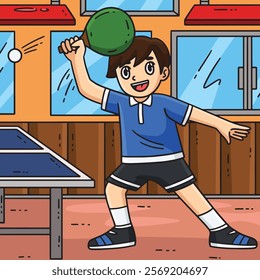 Table Tennis Player Forehand Position Colored 