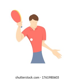 Table tennis player, front view. Ping pong logo. Flat design cartoon vector illustration.