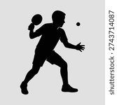 Table tennis player hitting ball silhouette vector