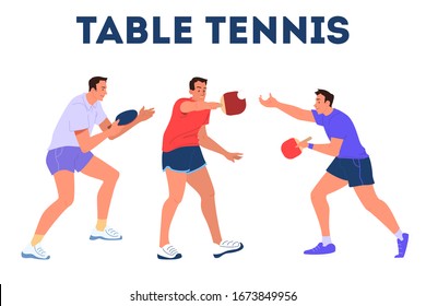 Table tennis player holding a racket. Table tennis player training. Athlete with a racket. Championship tournament. Isolated vector illustration in cartoon style