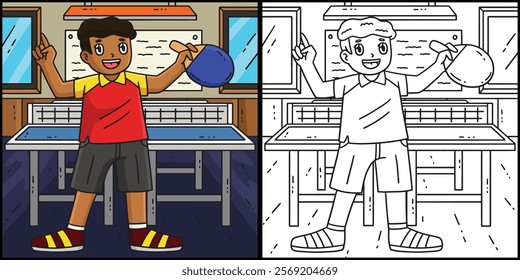 Table Tennis Player Holding Racket Illustration