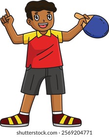 Table Tennis Player Holding Racket Cartoon Clipart